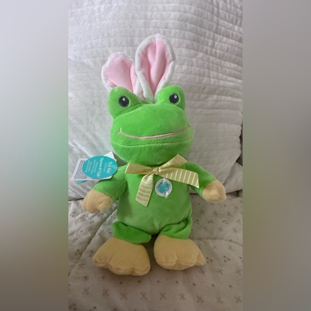 Frog Easter Bunny Ears Plush Sound Ribbit w/TAGS Dan Dee Easter Squeeze-N-Talk